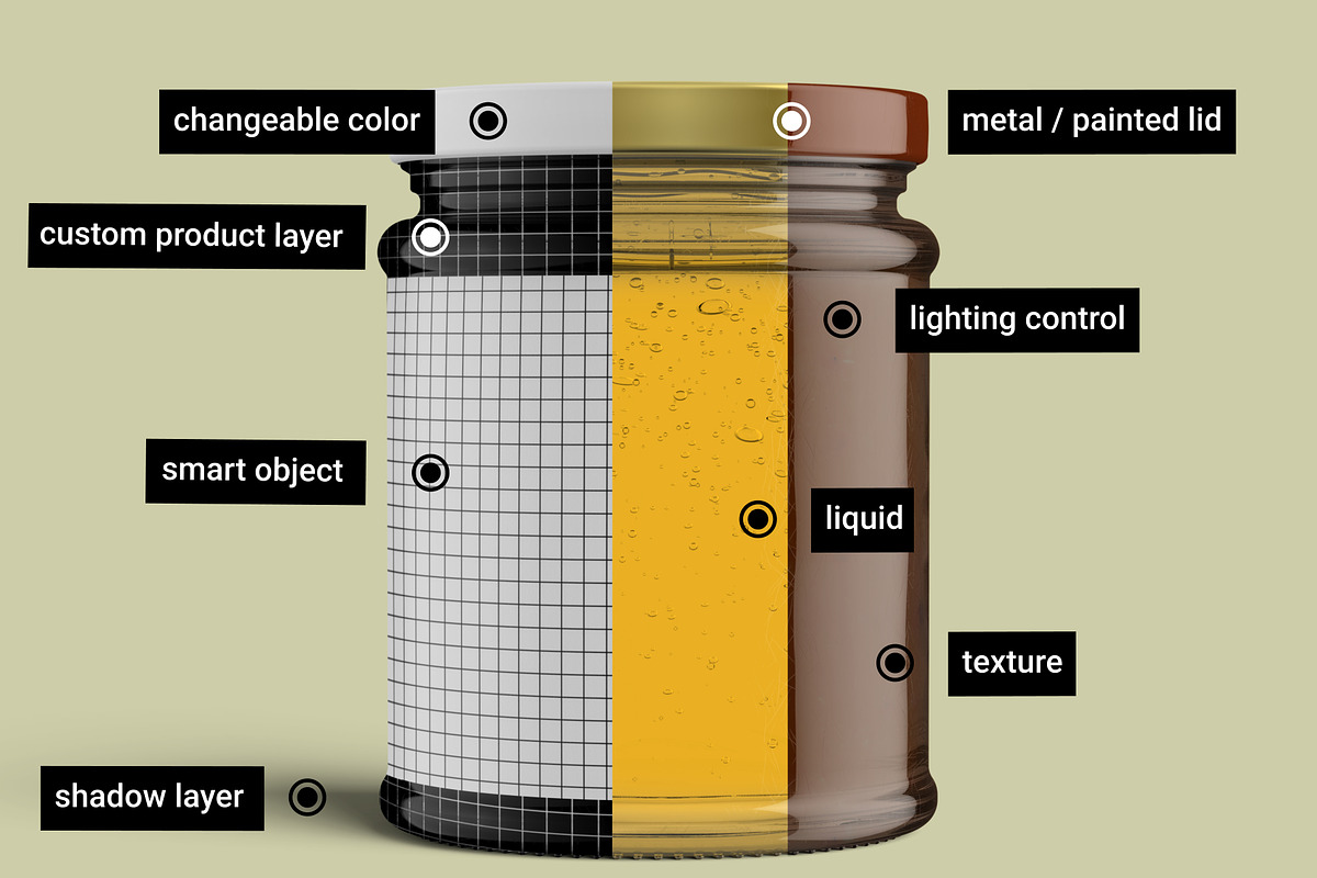 Pickle Sauce Honey Glass Jar Mockup, a Cups & Container Mockup by Digitalphaser (Photo 2 of 7)
