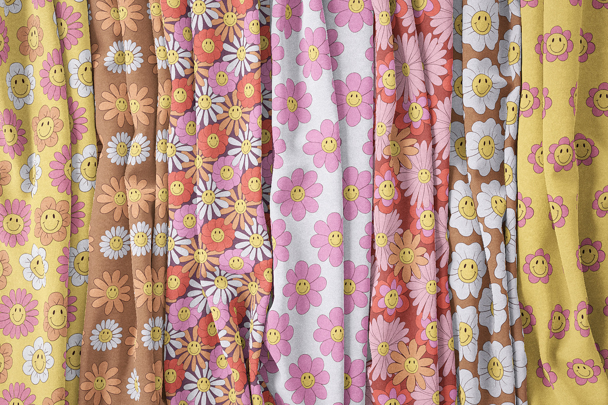 Smiley Flowers Retro Patterns, a Pattern Graphic by Tiger and Flower (Photo 2 of 20)
