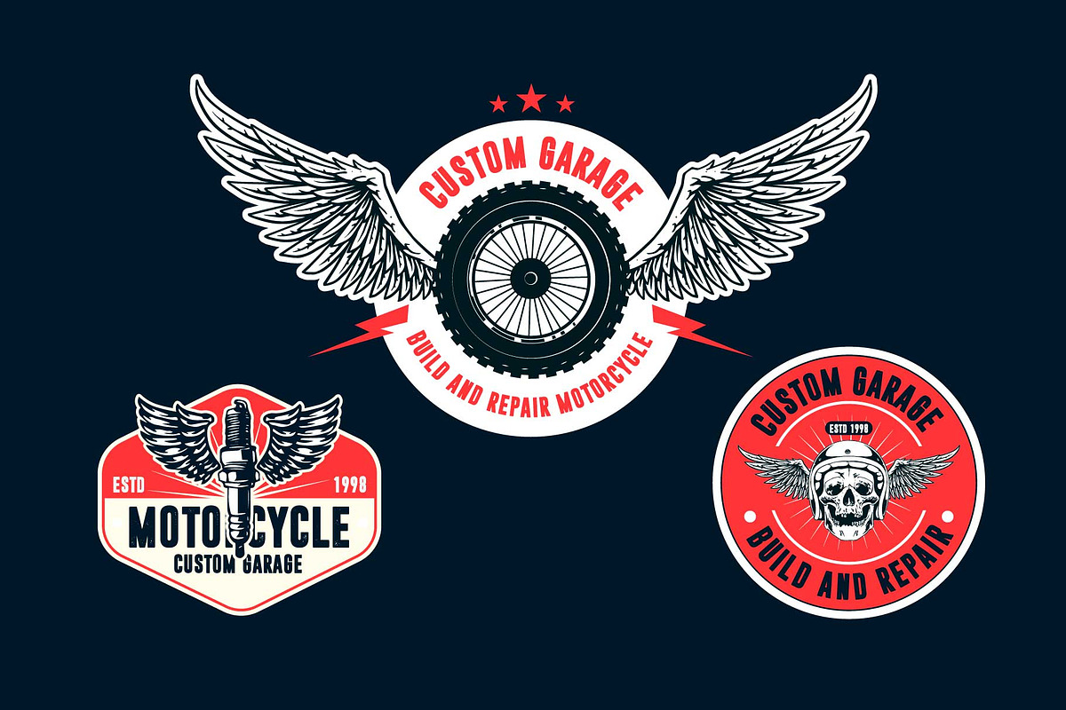 motorcycle badge vintage bundle, a Branding & Logo Template by grindstudio (Photo 3 of 3)