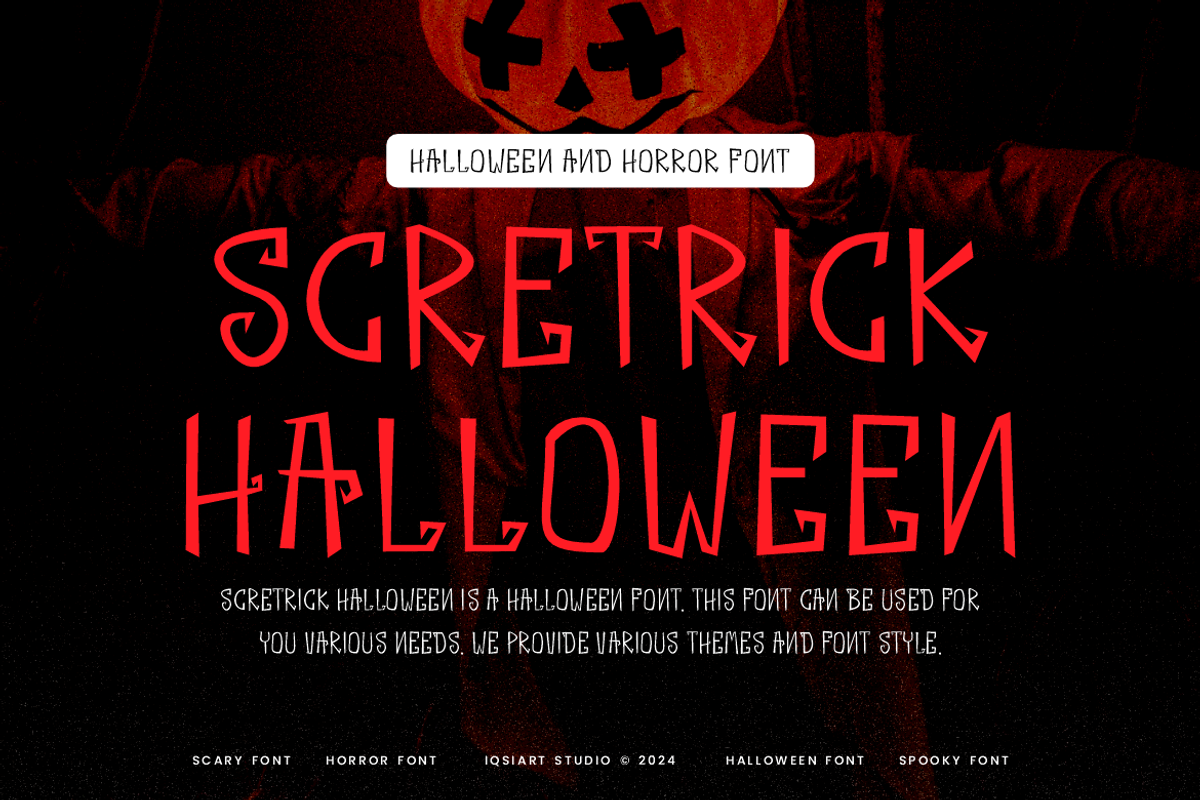 Scretrick Halloween Font, a Sans Serif Font by Iqsiart Studio (Photo 1 of 6)
