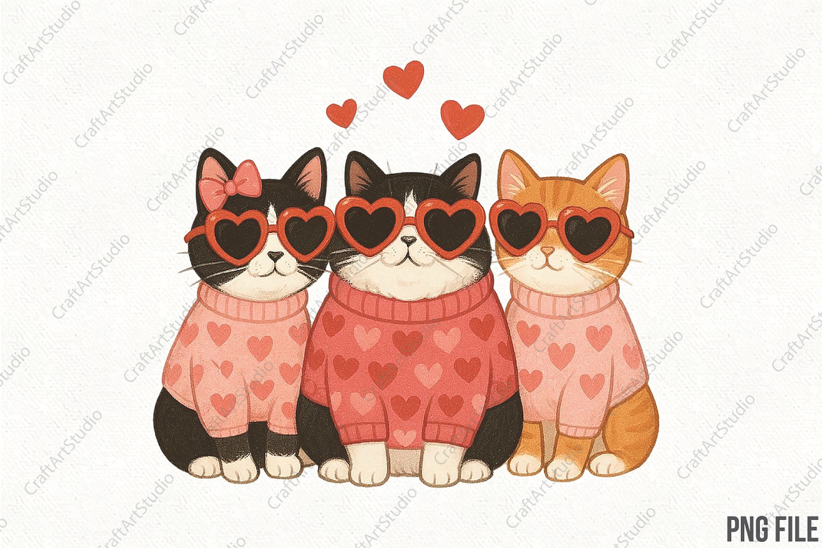 Valentine Cat Valentine Day PNG, an Illustration by CraftArtStudio (Photo 1 of 4)