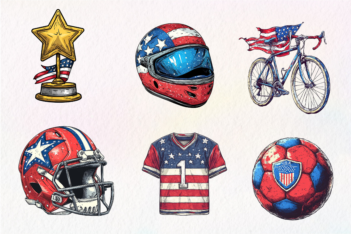 Patriotic Sports Elements Clipart, an Illustration by CreationArt (Photo 3 of 5)