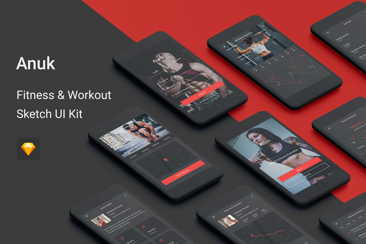 Fitness & Workout UI Kit (Sketch), an UI Kit Template by themelove ...