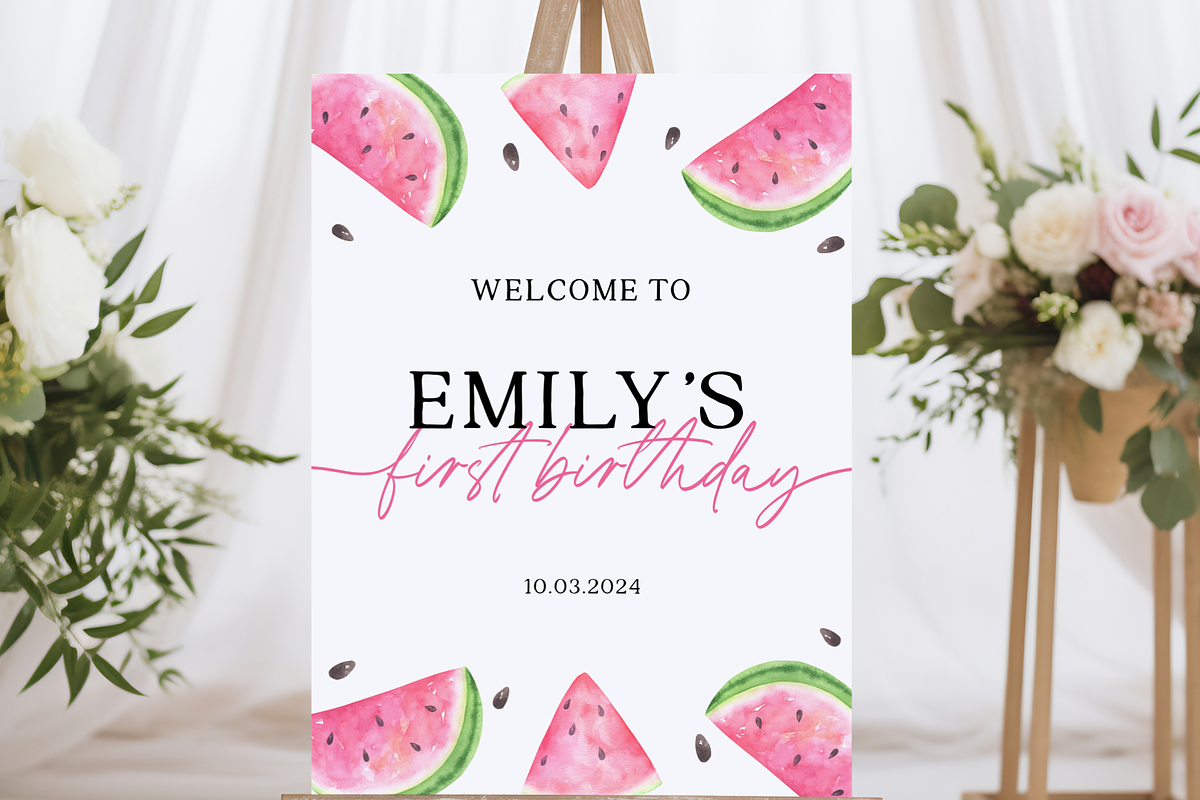 One in a Melon Welcome Sign Banner, an Invitation Template by Digital_Mind (Photo 5 of 5)