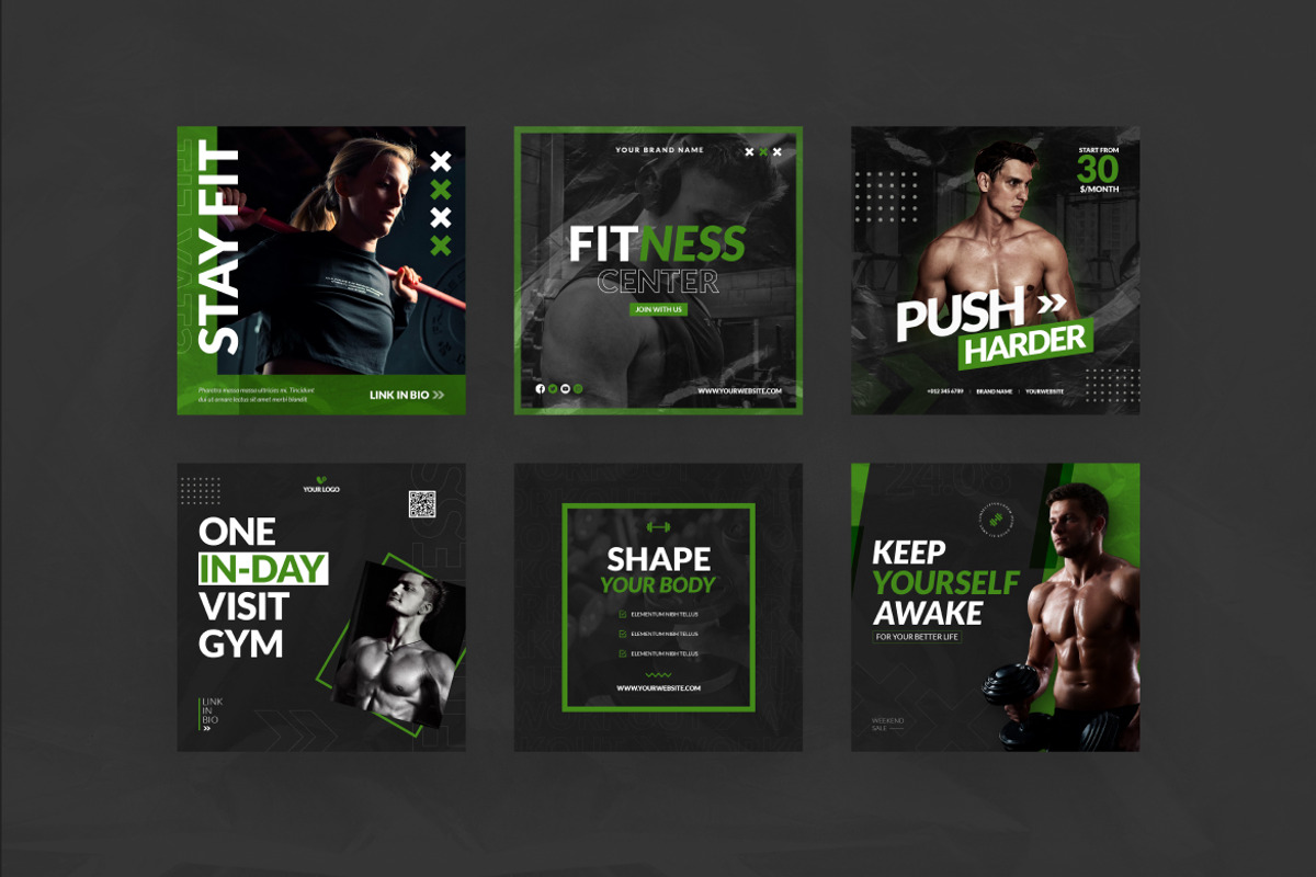 Gym & Fitness Instagram Template, a Social Media Template by LA-STUDIO1 (Photo 2 of 3)