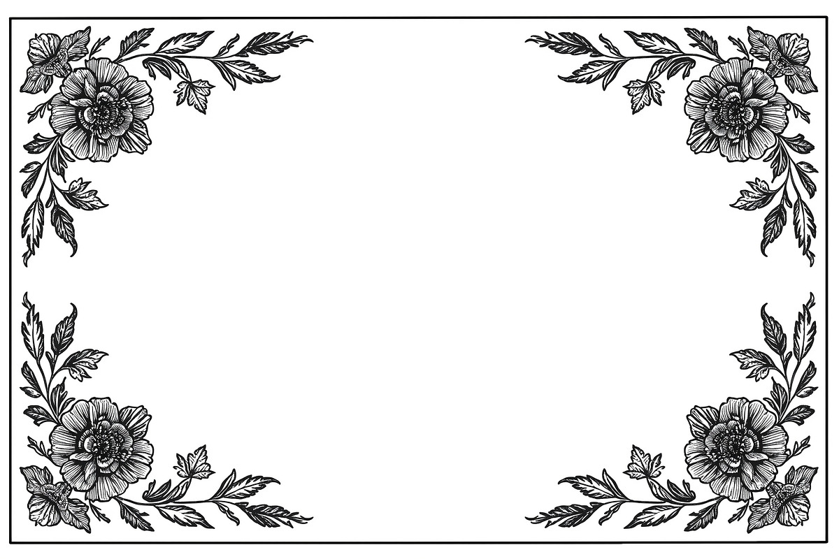 Flower Silhouette Frame Bundle, an Illustration by Creativeshirt (Photo 8 of 9)