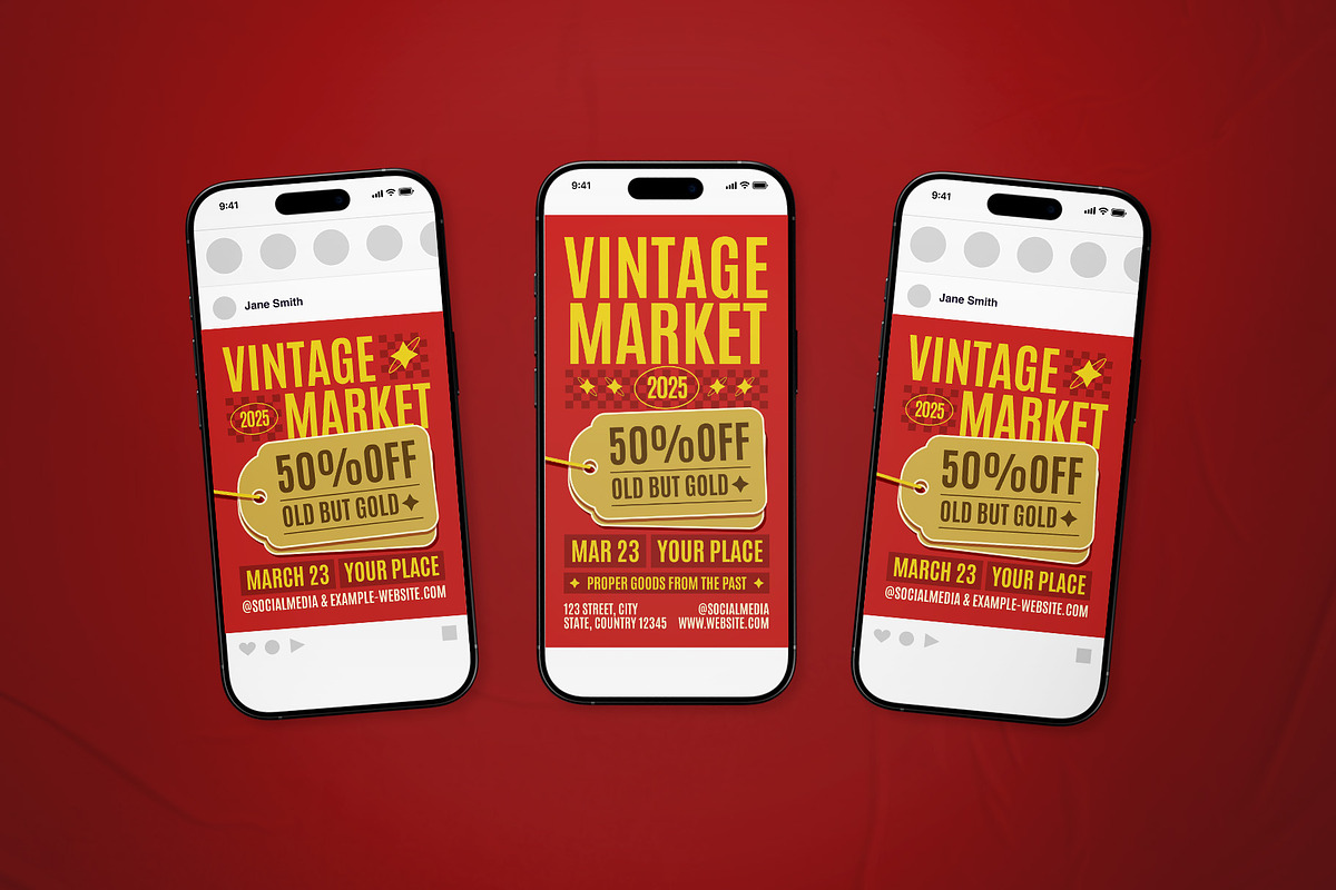 Vintage Market Event Flyer Set, a Flyer Template by The Good Store (Photo 2 of 2)