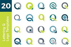 20 Logo Lettering Q Template Bundle