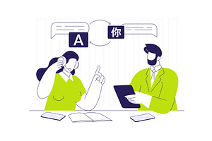 Translation service isolated cartoon, a Finance Illustration by Visual Generation