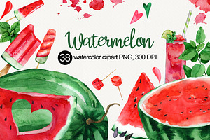 Watercolor Watermelon Cliparts