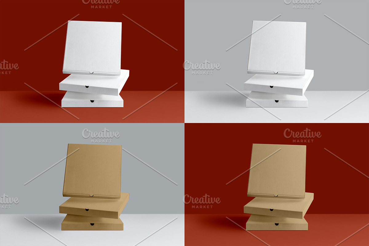 3 Pizza Box Mockup, a Cups & Container Mockup by eezo (Photo 7 of 10)