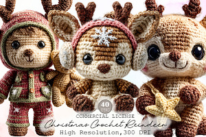 Christmas Crochet Reindeer Clipart, an Illustration by Sublimation Artist