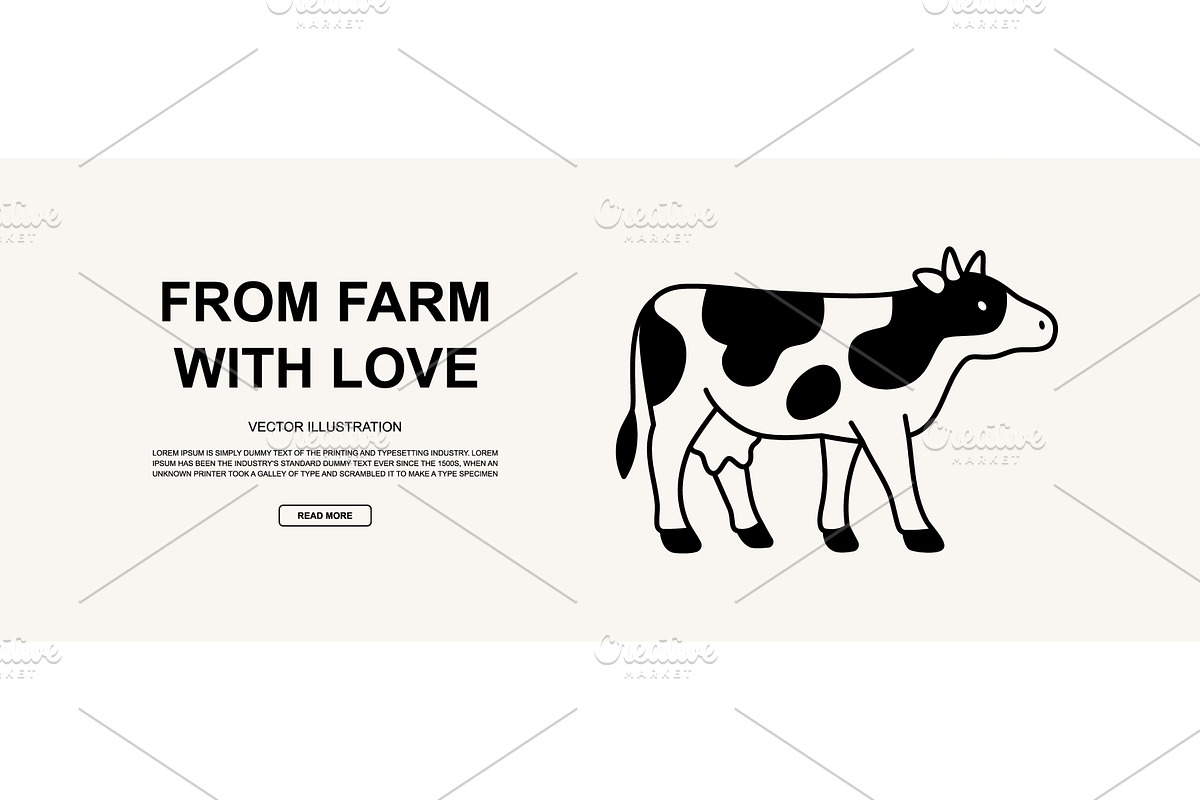 Standing dairy cow with udder in, an Animal Illustration by GraphiShop