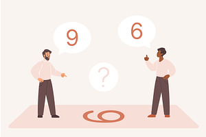 Different Perceptions Number Six, an Education Illustration by Lemberg Vector