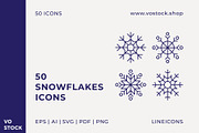 50 Snowflakes Icons, an Outline Icon by vo.stock (Thumbnail 1 of 6)