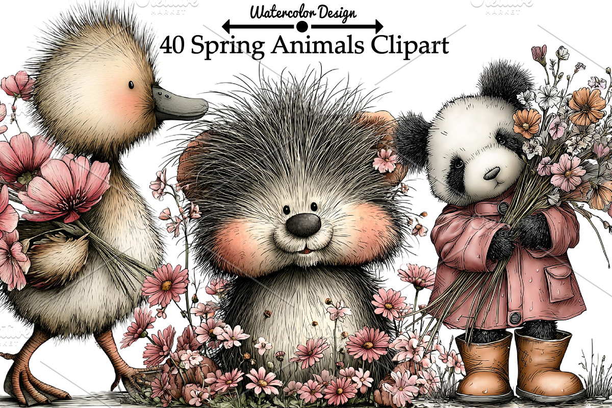 Spring Animals Clipart, an Illustration by Watercolor design (Photo 1 of 6)