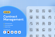 Contract Management Icon Set, an Outline Icon by Nathaya Studio (Thumbnail 1 of 2)