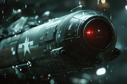 Futuristic torpedo with a red light, a Background Photo by Pixeness