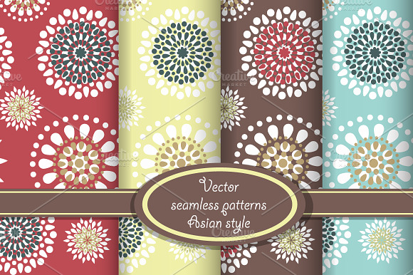 Vector Set Of Floral Seamless Patter