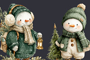 Snowman Christmas Clipart 45 PNG, a Seasonal Illustration by EleSArtDesign (Thumbnail 3 of 4)