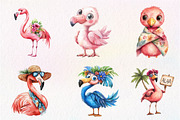 Flamingo Watercolor Clipart, Exotic, an Illustration by CreationArt (Thumbnail 4 of 5)