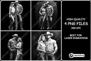 Cowboy Couple Western Rancher Pair