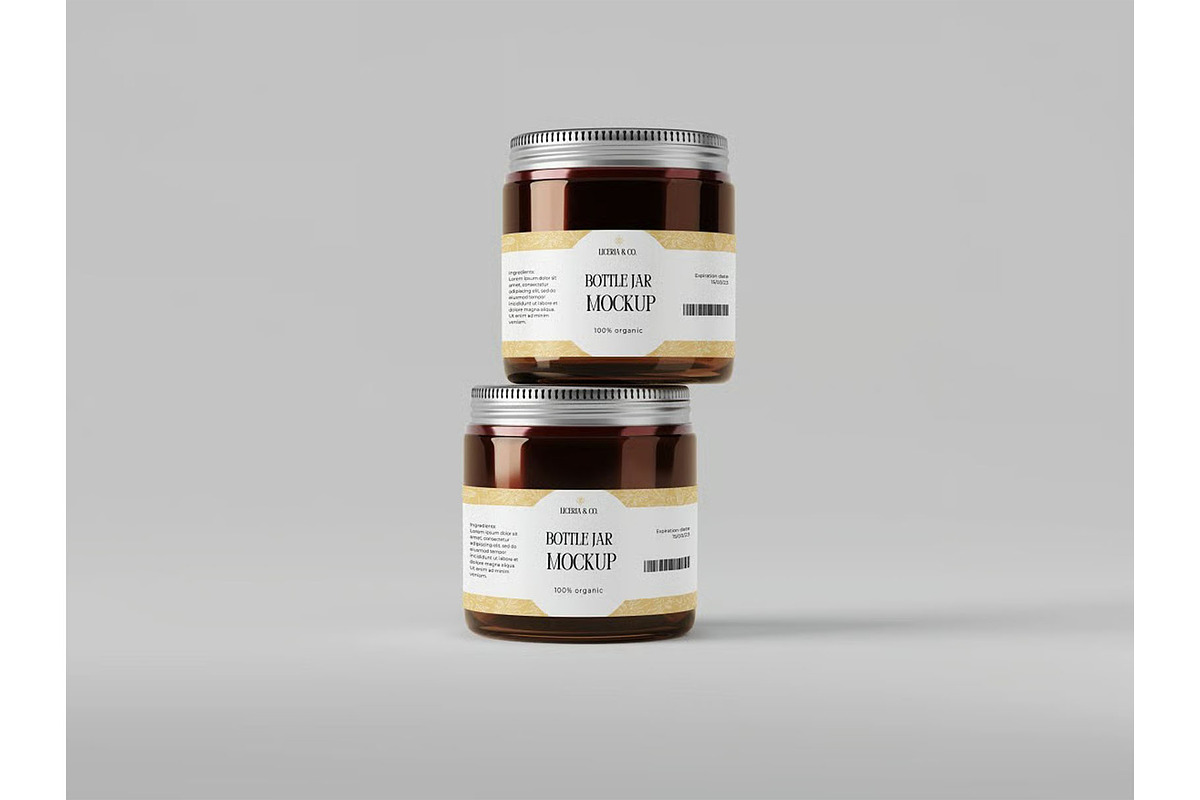 Bottle Glass Jar Mockup, a Packaging Mockup by zippypixelstudio (Photo 5 of 8)