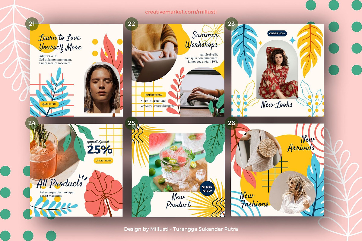 Tropical Leave Social Media Template, a Social Media Template by Millusti (Photo 4 of 11)