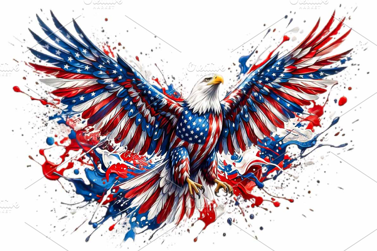 Bald Eagle Patriotic Watercolor PNG, an Animal Illustration by VetalStock (Photo 2 of 8)
