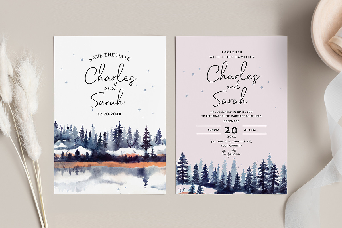 Watercolor Winter Landscapes, an Illustration by Yorda Studio (Photo 5 of 11)