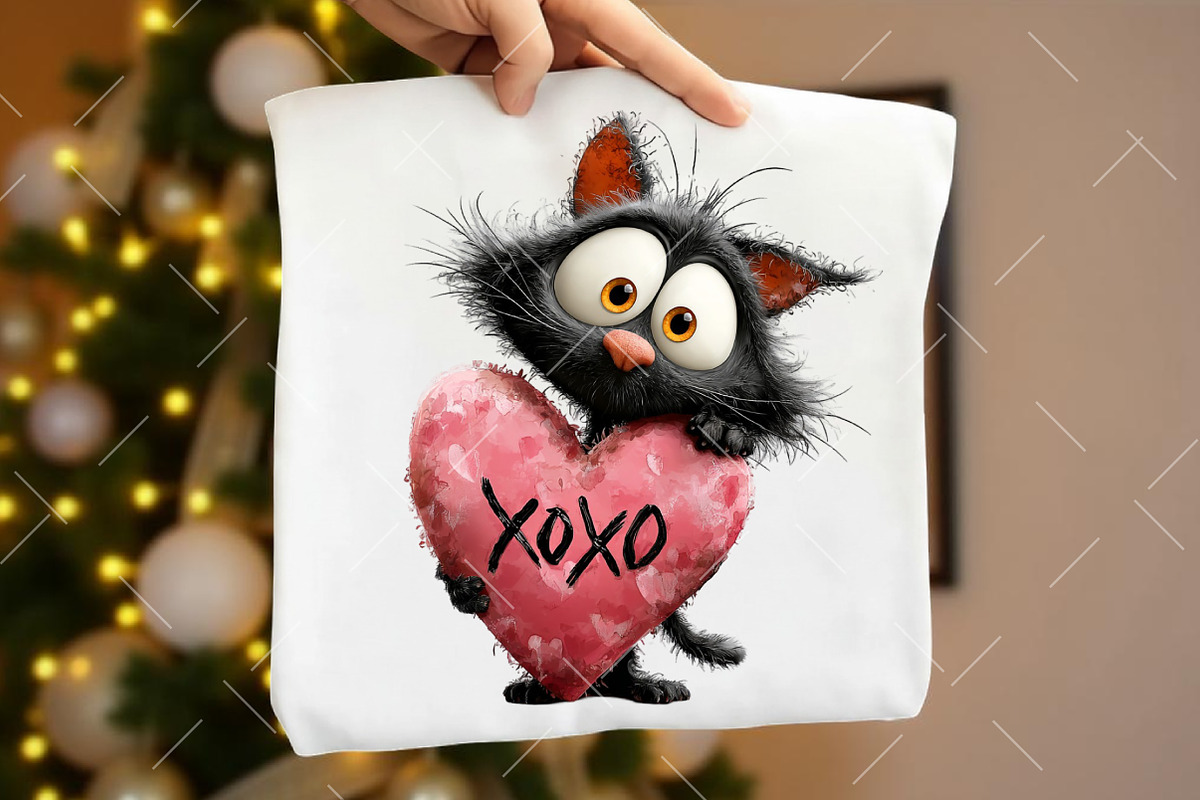 Whimsical Valentine Black Cat Clipar, an Illustration by OK Design (Photo 5 of 6)