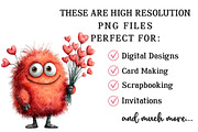 Cute Valentines Monster Clipart, an Illustration by OK Design (Thumbnail 4 of 6)