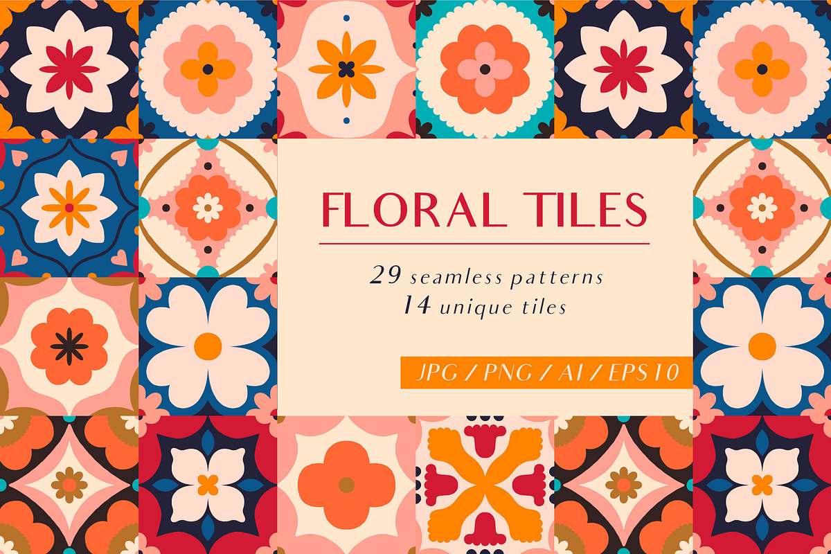 Floral Tiles - Patterns and Tiles, a Pattern Graphic by iliveinoctober (Photo 1 of 8)
