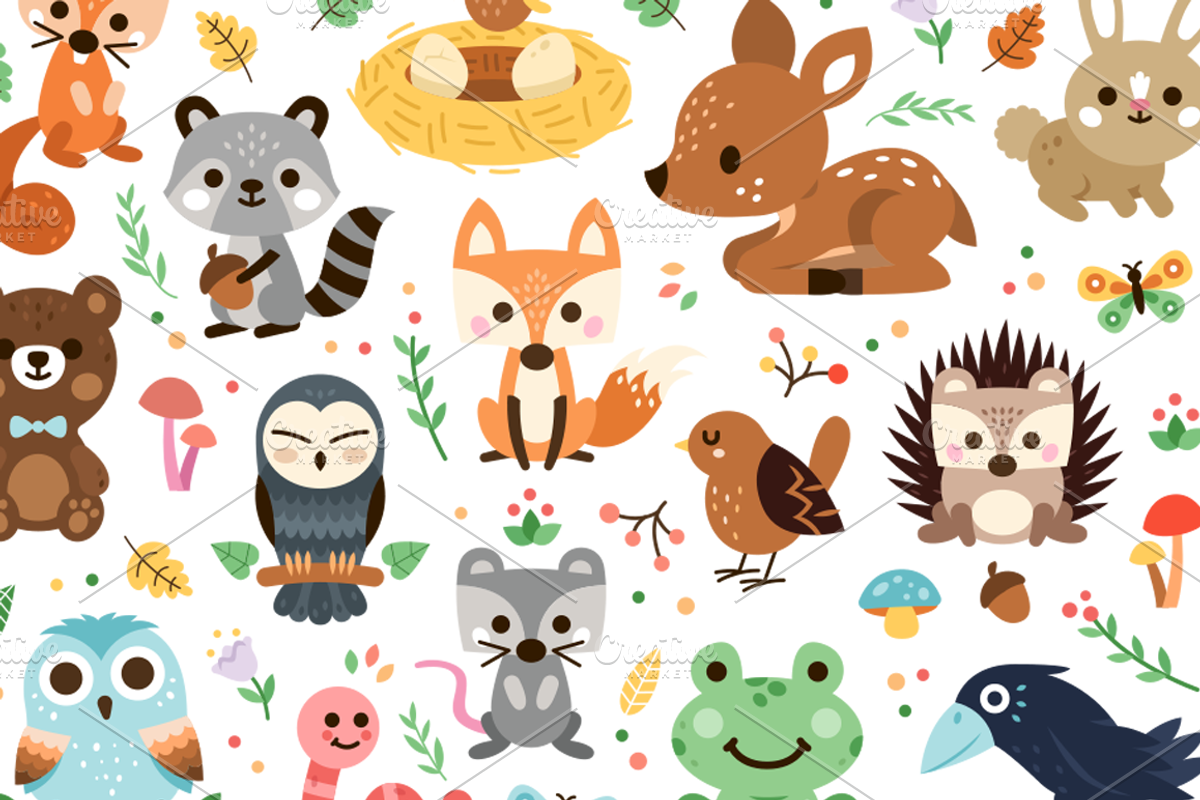 Woodland Decoration Animal Clipart, an Animal Illustration by Manudesign (Photo 1 of 3)