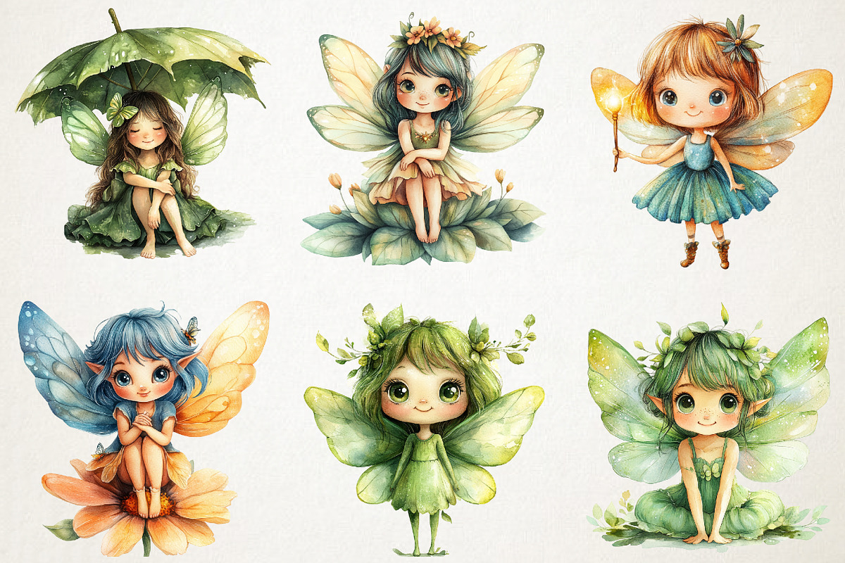 Fairyland Watercolor Clipart, Cute F, a Person Illustration by RobertsArt (Photo 4 of 7)