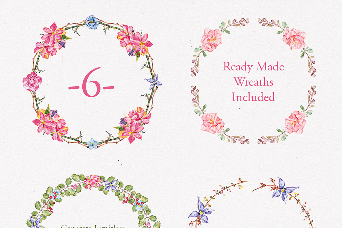 Custom Wreath Generator 2 + Flowers, an Illustration by emine (Photo 3 of 5)
