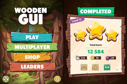Wooden GUI for Mobile Game