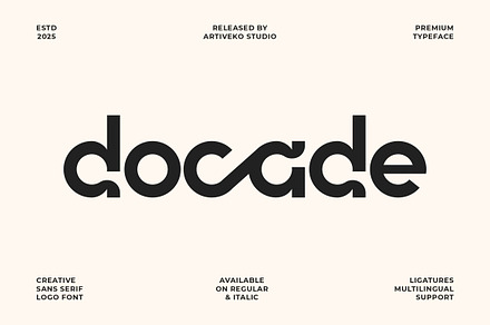 Docade Logo Font, a Sans Serif Font by Artiveko