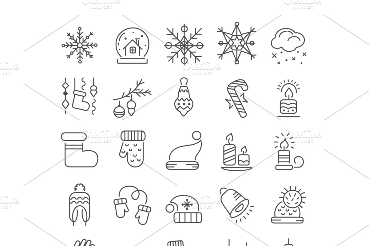 90 winter outline icons, a Graphic by Mallinka (Photo 2 of 8)