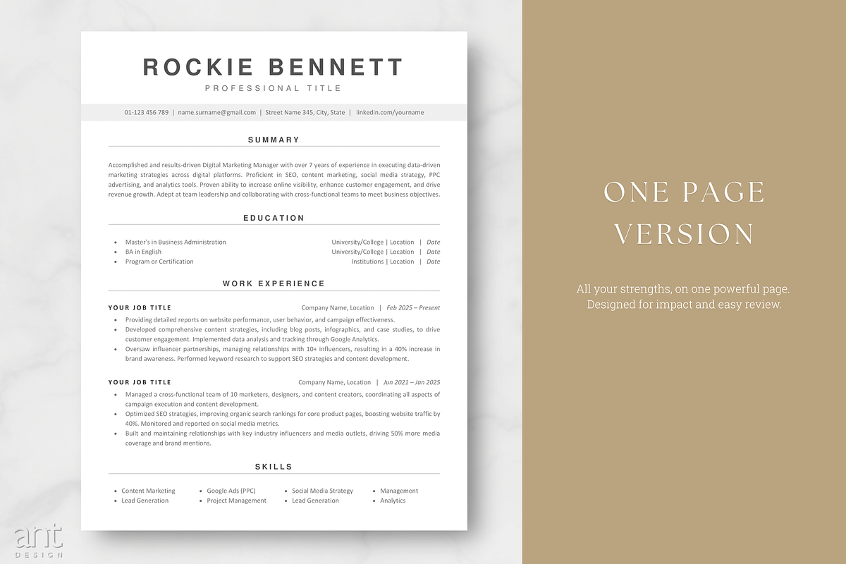 ATS Resume Template - Rockie preview 2