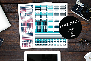 Planner Sticker Sets - Flat Colours