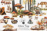 100 autumn mushroom clip art, a Seasonal Illustration by Poppy Lane Studio (Thumbnail 1 of 11)
