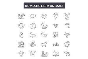 Domestic farm animals line icons, an Animal Illustration by urban icon