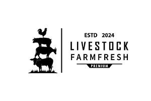 Vintage Cattle Farm Livestock Logo