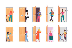 People open door young male female, a Person Illustration by Lemberg Vector