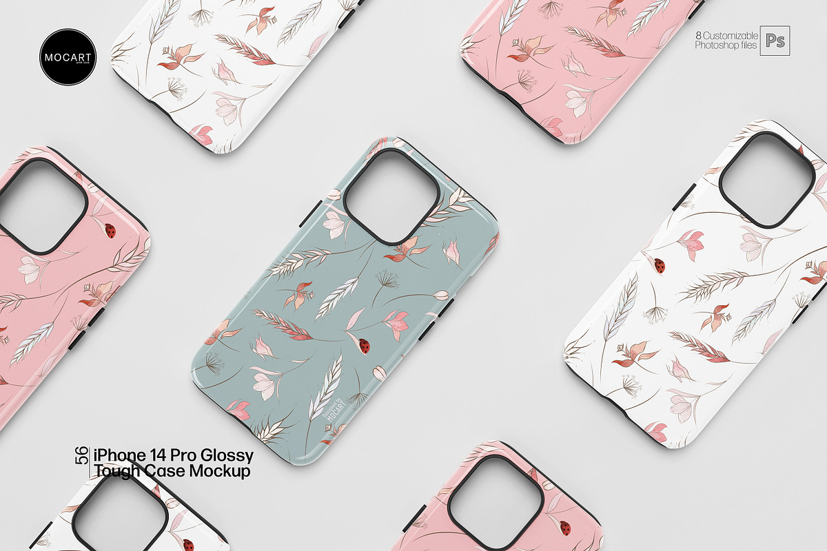 iPhone 14 Pro Glossy Case Mockup Set, an iPhone Mockup by Mocart (Photo 6 of 11)