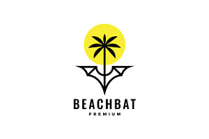 Bats With Coconut Tree Logo Design