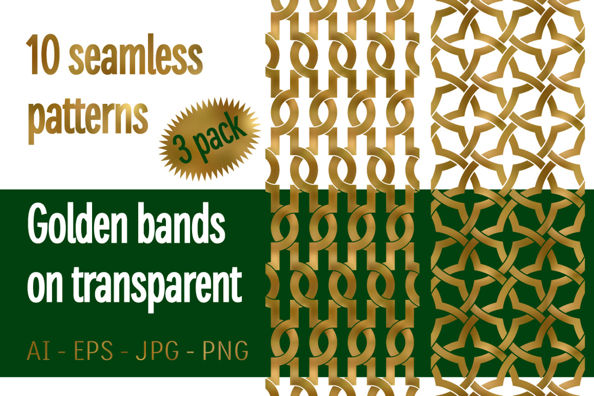 10 golden bands patterns Pack 3, a Pattern Graphic by Guten Tag Vector
