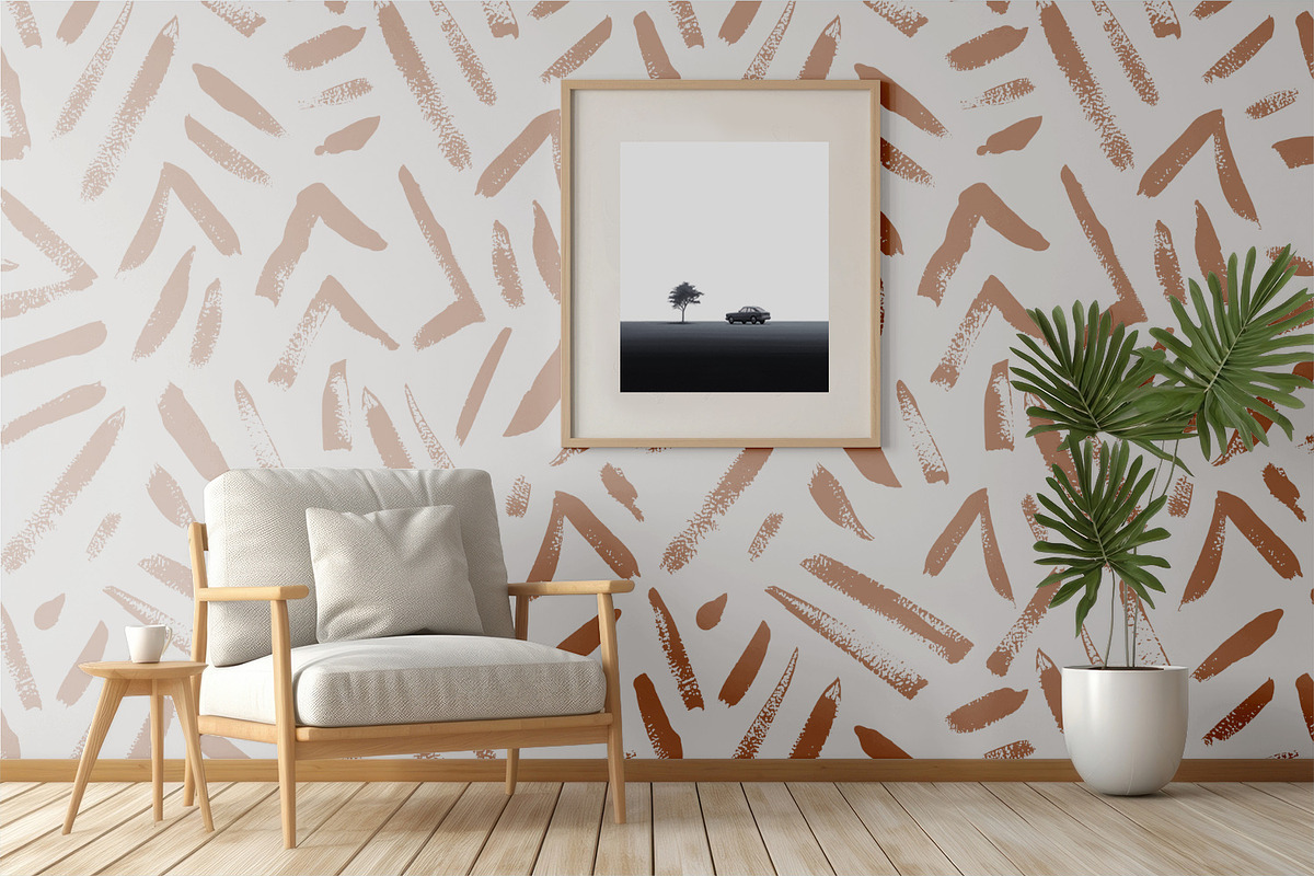 Mocha Mousse Hand Painted Tribal, a Wallpaper Graphic by MalyskaStudio (Photo 6 of 6)