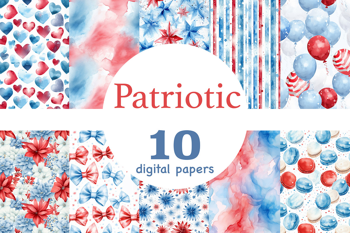 Patriotic Paper 4Th Of July Pattern, a Pattern Graphic by GlamArtZhanna (Photo 1 of 4)